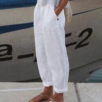Cotton Linen Solid Color Casual Pants