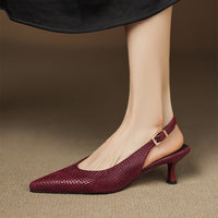 Céliane Pointed Leather Slingback Heels