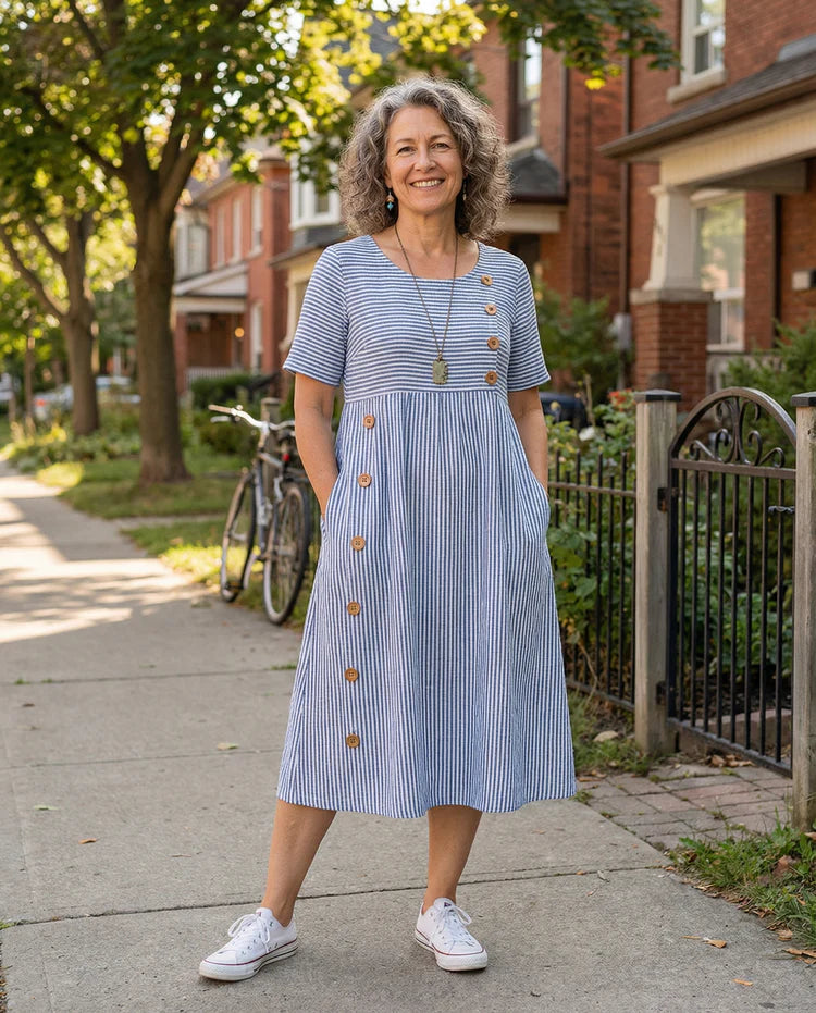 Brienne | Striped Midi Dress – Effortless Comfort, Everyday Confidence
