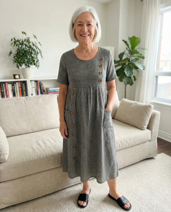 Brienne | Striped Midi Dress – Effortless Comfort, Everyday Confidence