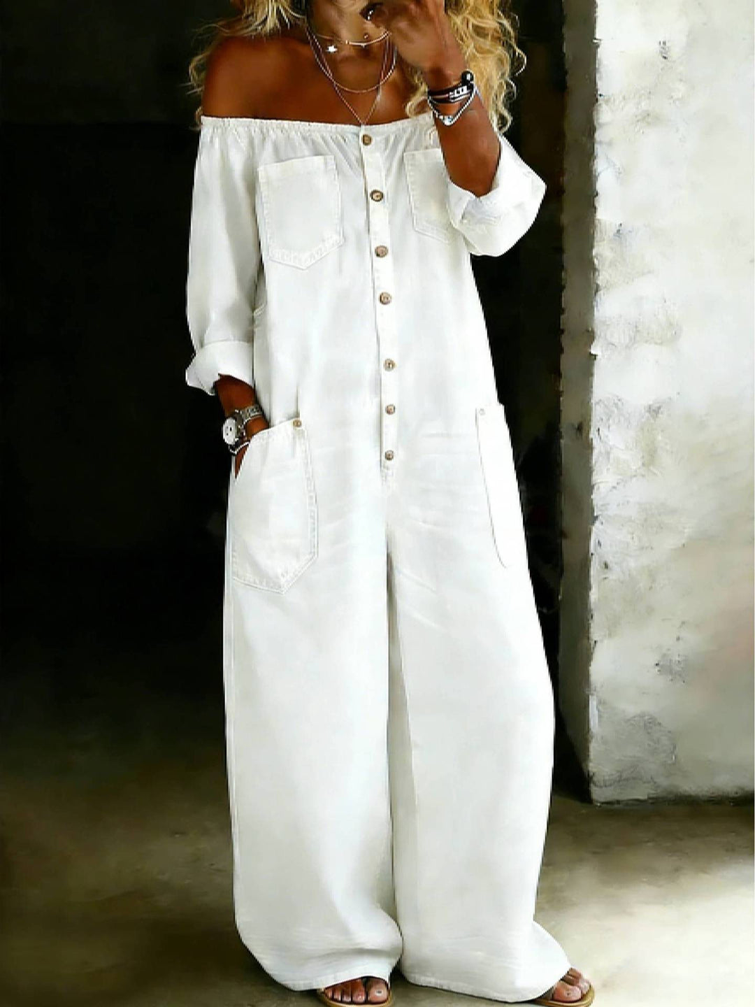 Sophia | Off Shoulder Denim Jumpsuit