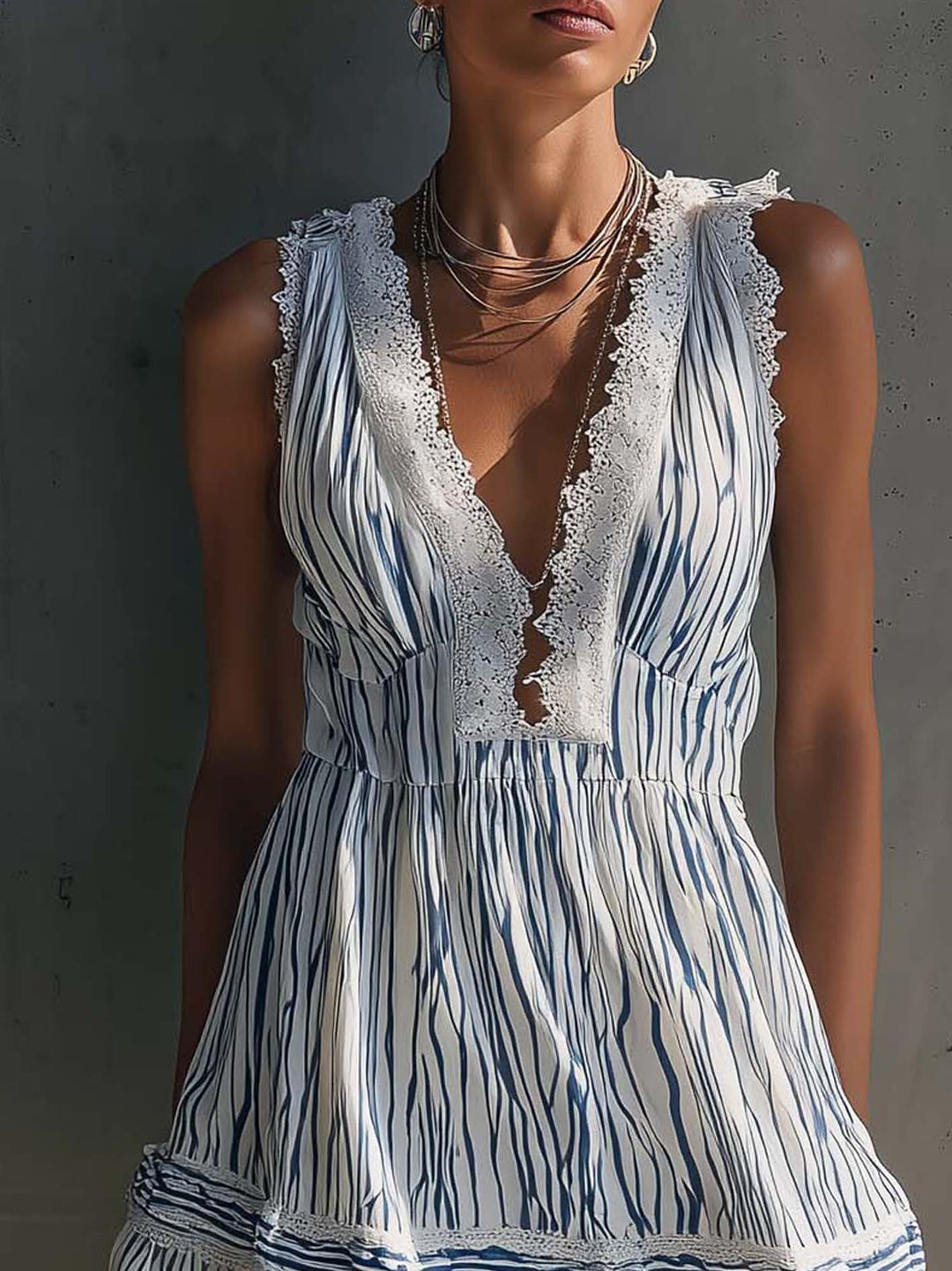 Vacation Abstract Zebra Print Lace Patchwork Mini Dress