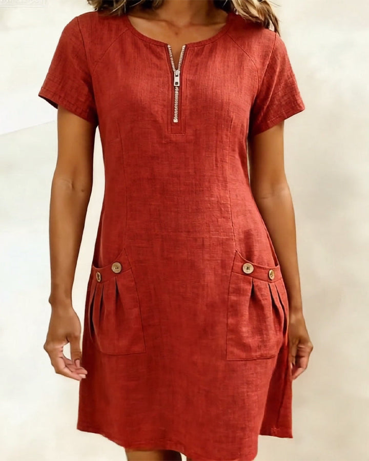 Bonnie™ | Cotton Zip-Front Pocket Dress