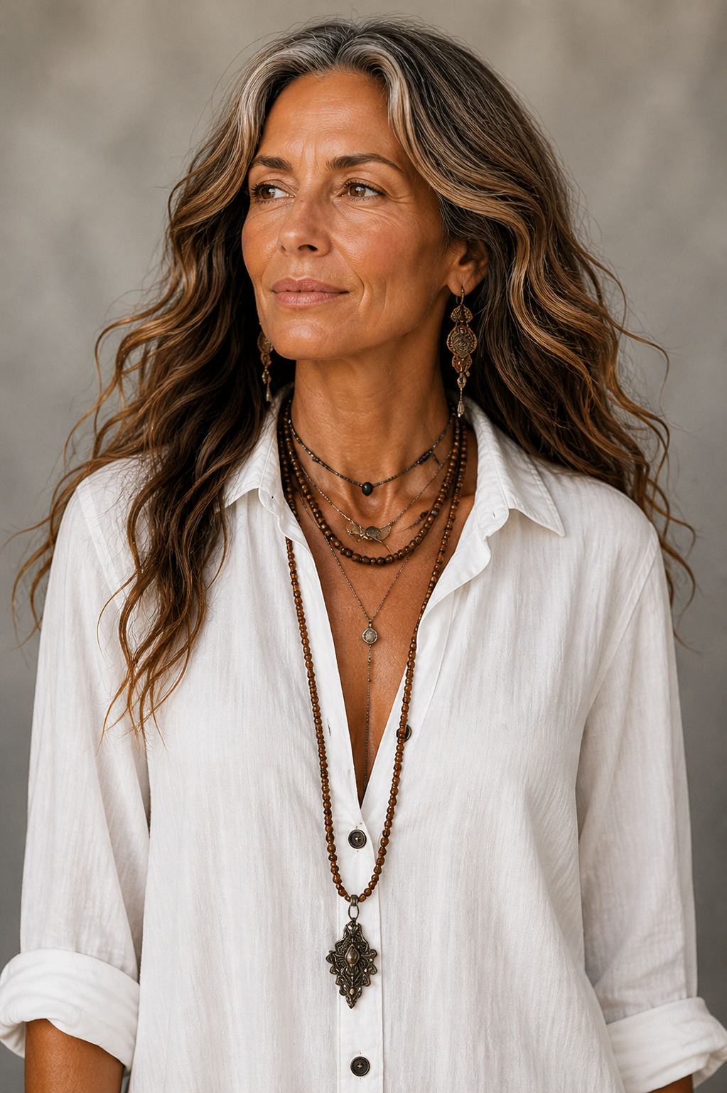 Soline | Relaxed V-Neck Button Maxi Dress